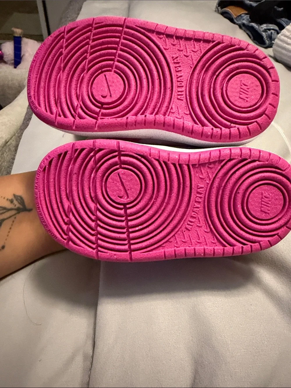 Nike Kids White and Hot Pink Velcro Sneakers